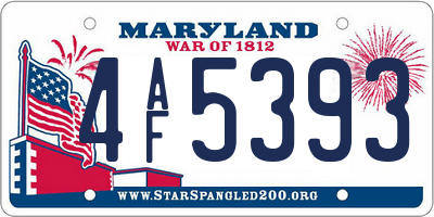 MD license plate 4AF5393
