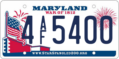 MD license plate 4AF5400