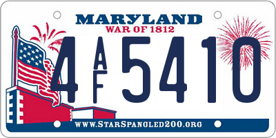 MD license plate 4AF5410