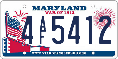 MD license plate 4AF5412