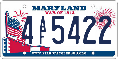 MD license plate 4AF5422