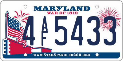 MD license plate 4AF5433
