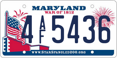 MD license plate 4AF5436