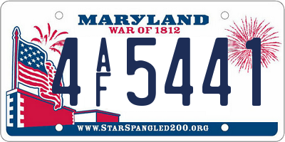 MD license plate 4AF5441