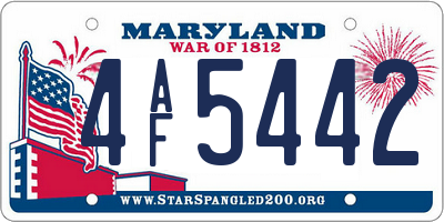 MD license plate 4AF5442