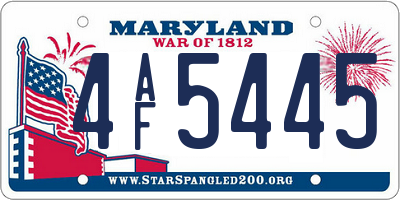 MD license plate 4AF5445