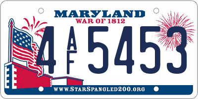 MD license plate 4AF5453