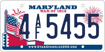 MD license plate 4AF5455