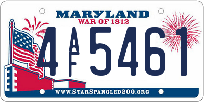 MD license plate 4AF5461