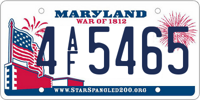 MD license plate 4AF5465