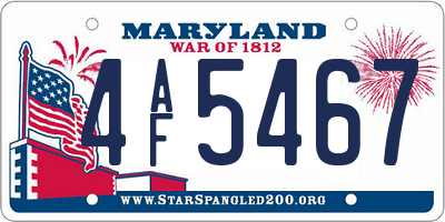 MD license plate 4AF5467