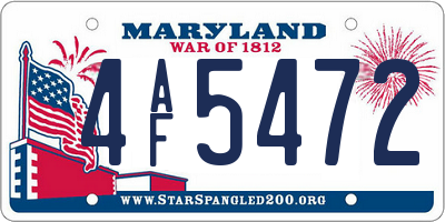 MD license plate 4AF5472