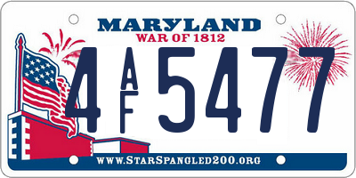 MD license plate 4AF5477