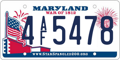 MD license plate 4AF5478