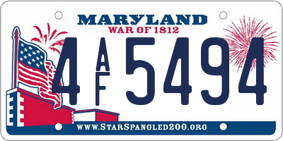 MD license plate 4AF5494