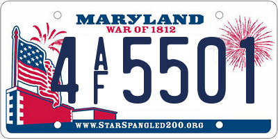 MD license plate 4AF5501