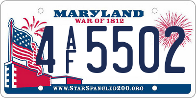 MD license plate 4AF5502