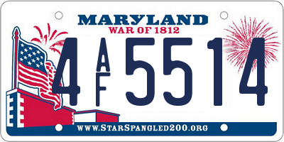 MD license plate 4AF5514