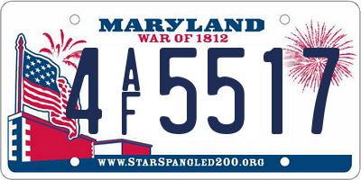 MD license plate 4AF5517