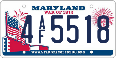 MD license plate 4AF5518