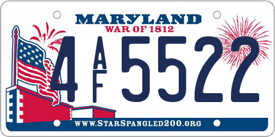 MD license plate 4AF5522