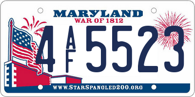 MD license plate 4AF5523