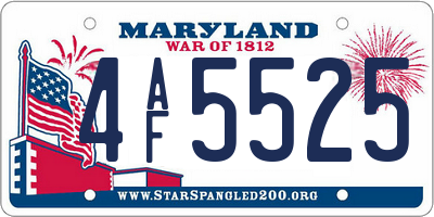 MD license plate 4AF5525