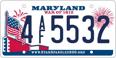 MD license plate 4AF5532