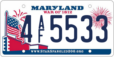 MD license plate 4AF5533