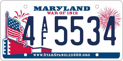 MD license plate 4AF5534