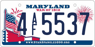 MD license plate 4AF5537