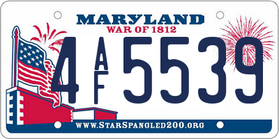 MD license plate 4AF5539