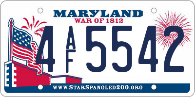 MD license plate 4AF5542