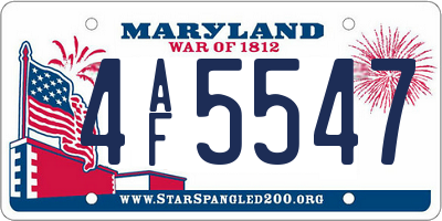 MD license plate 4AF5547