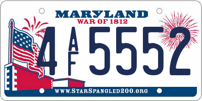 MD license plate 4AF5552