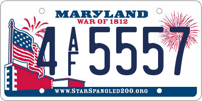 MD license plate 4AF5557
