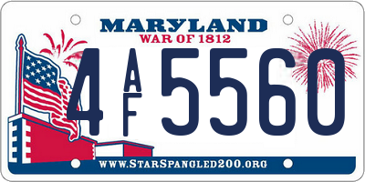 MD license plate 4AF5560