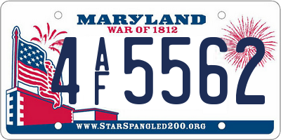 MD license plate 4AF5562