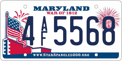 MD license plate 4AF5568