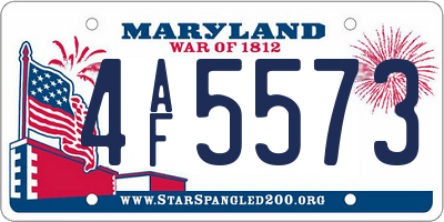 MD license plate 4AF5573