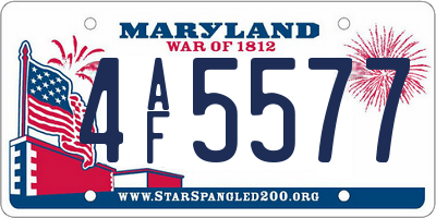 MD license plate 4AF5577