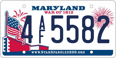 MD license plate 4AF5582