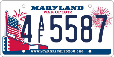 MD license plate 4AF5587