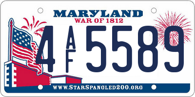 MD license plate 4AF5589