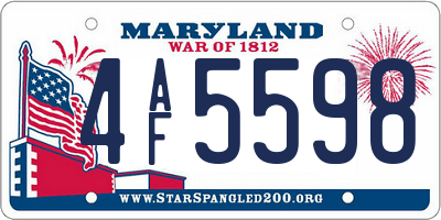 MD license plate 4AF5598
