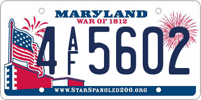 MD license plate 4AF5602
