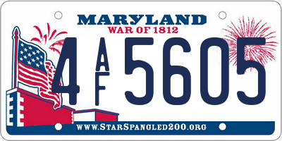 MD license plate 4AF5605