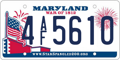 MD license plate 4AF5610