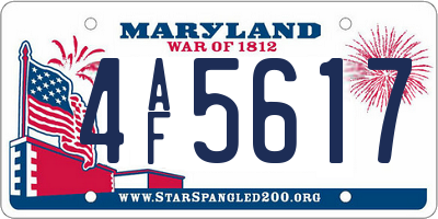 MD license plate 4AF5617