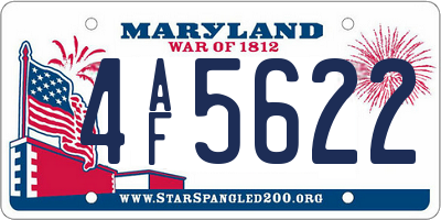 MD license plate 4AF5622